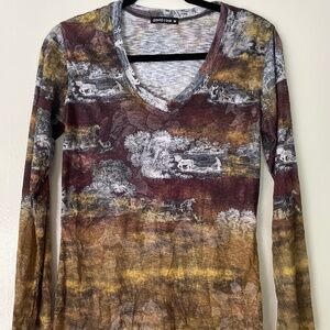 David Cline Farm Scene Long Sleeve Shirt Size Medium